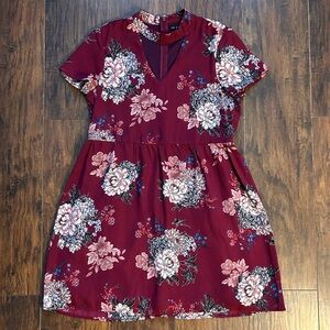 Anthropologie Burgundy Floral Mini Dress